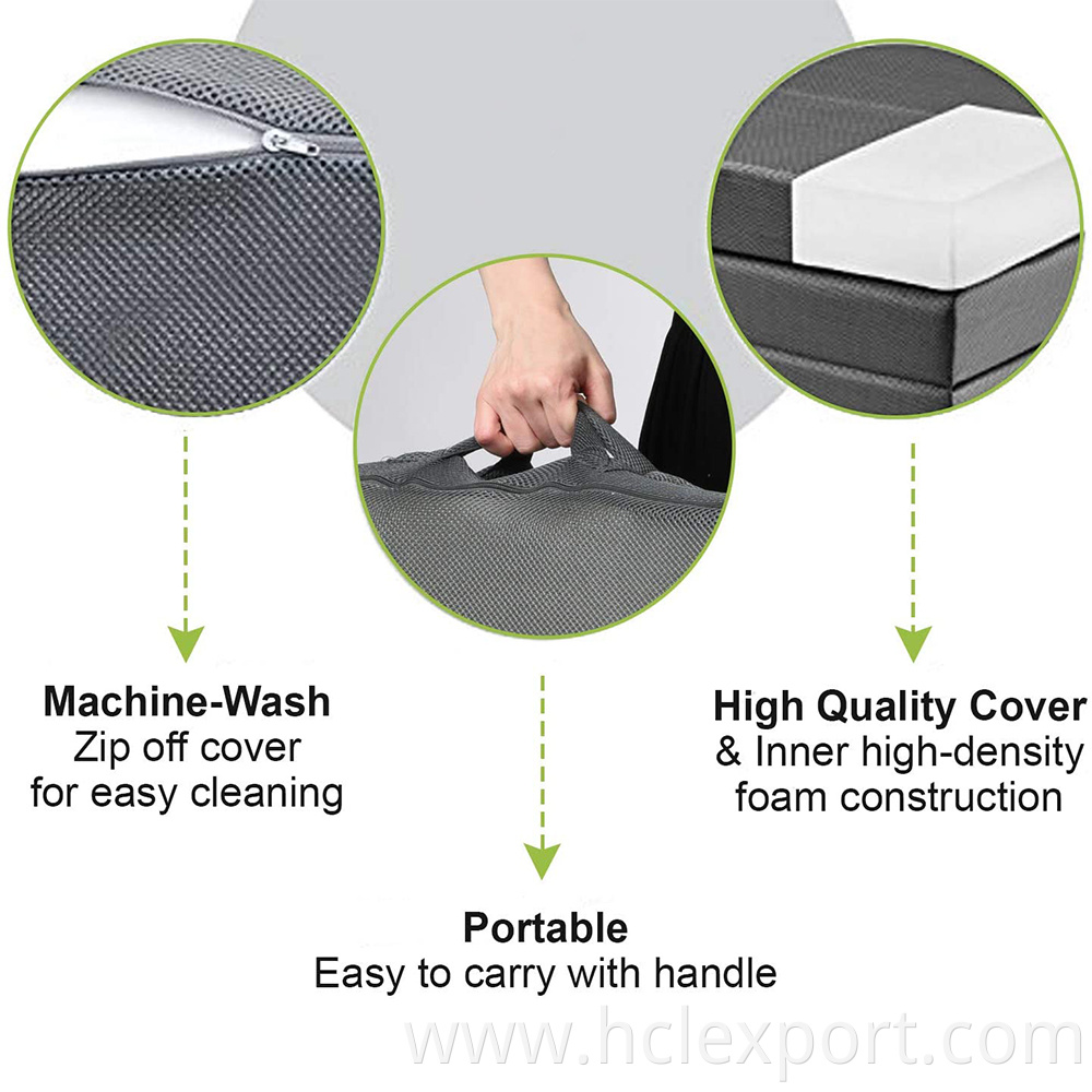Wholesale outdoor travel camping medical foam mattress foldable sponge mattresses charcoal gel memory foam tri-fold mattress